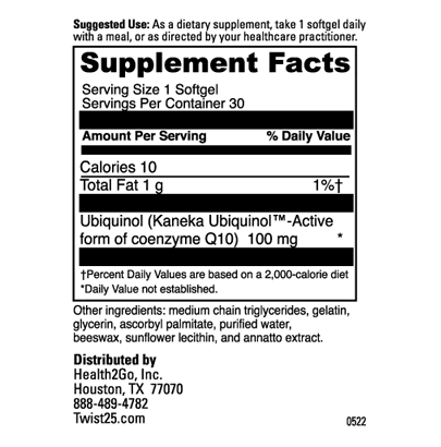 Ubiquinol 100mg Capsules (Active CoQ10) - Image 2